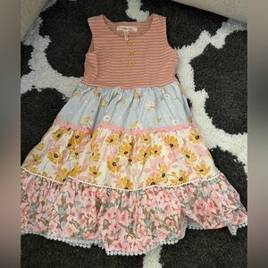 Matilda Jane Pink and White Striped Top with Yellow Flower Button
